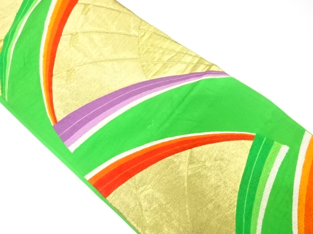 JAPANESE KIMONO / ANTIQUE FUKURO OBI / SILK / WOVEN FOLDING FAN PATTERN